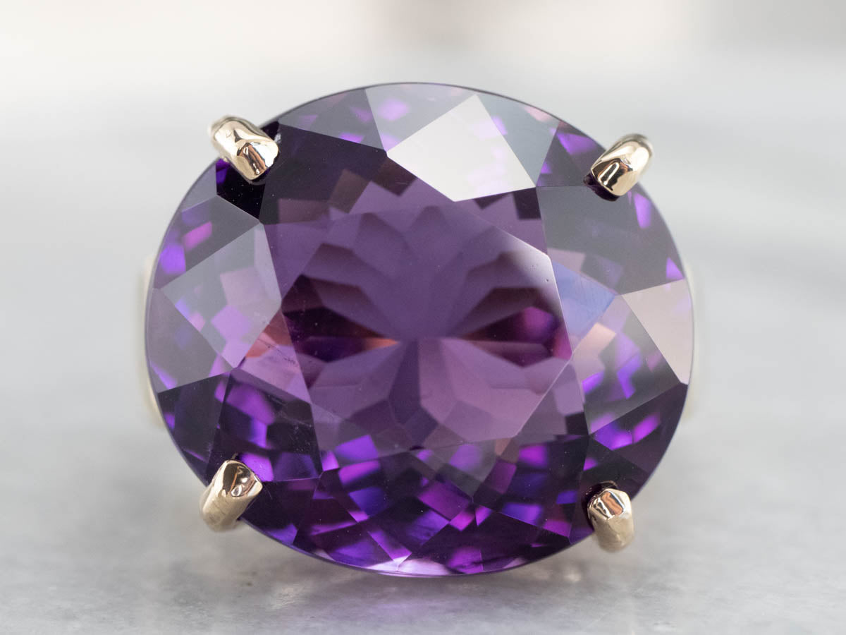 East to West Amethyst Gold Cocktail Ring