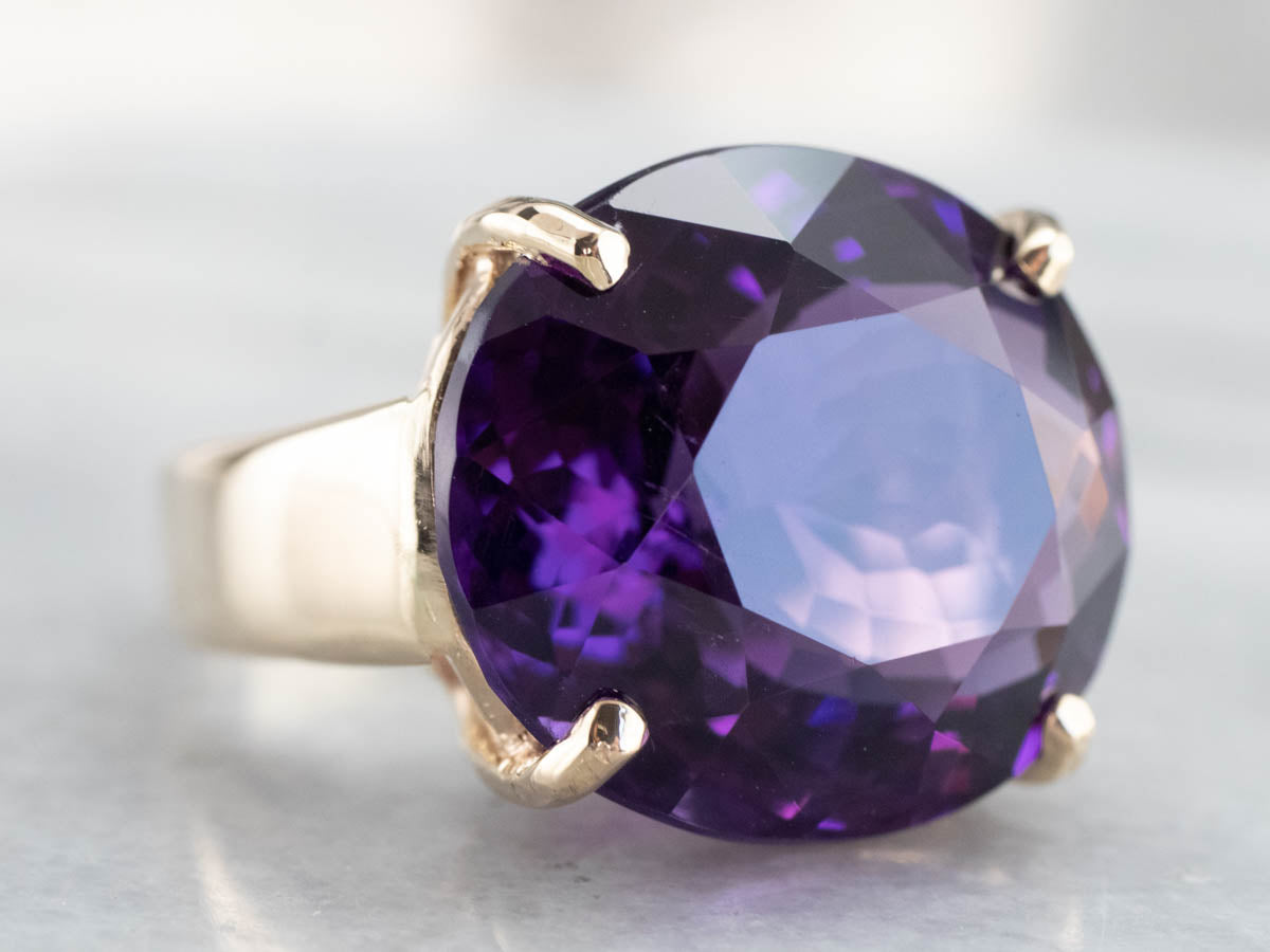 East to West Amethyst Gold Cocktail Ring