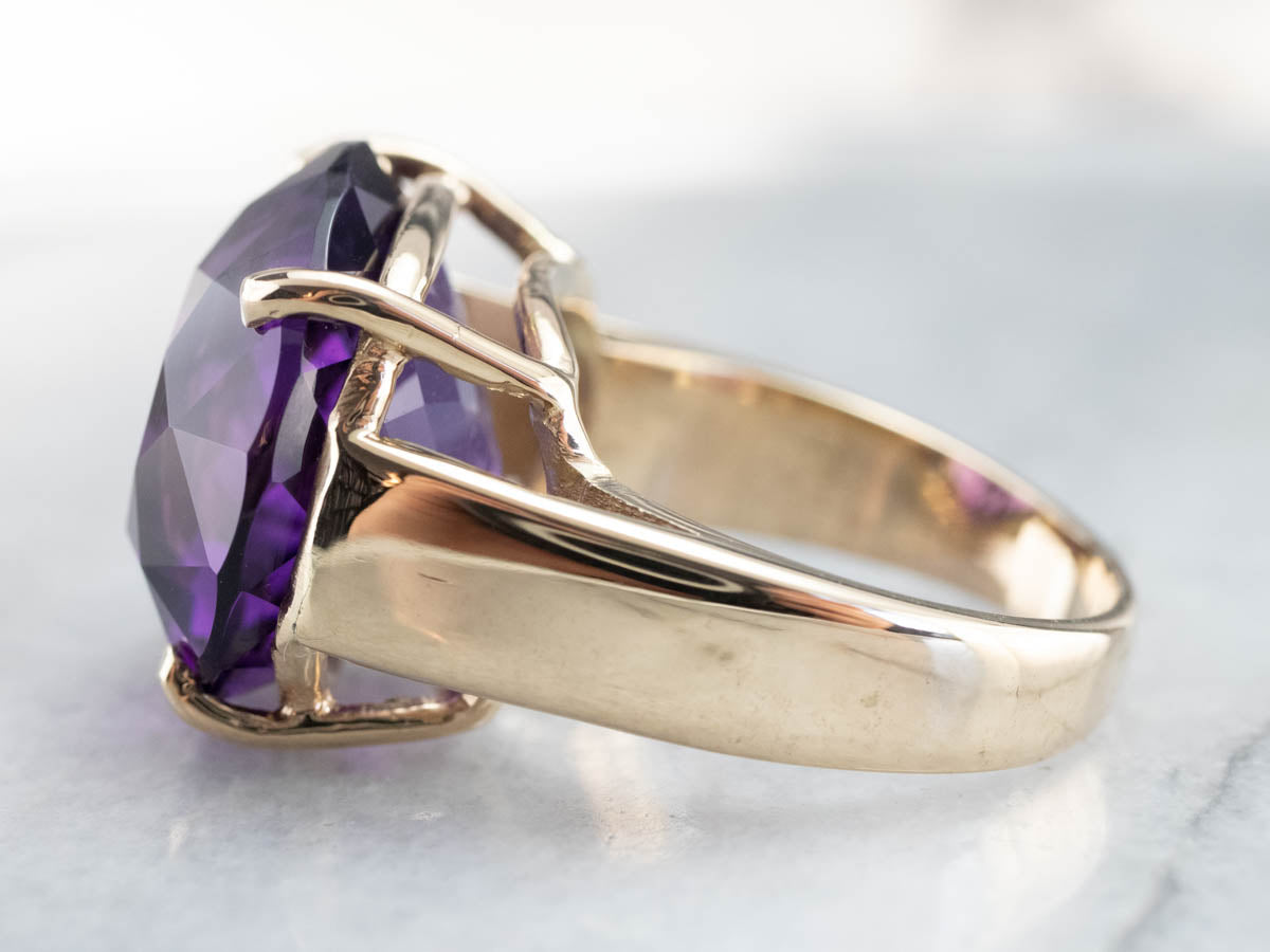 East to West Amethyst Gold Cocktail Ring