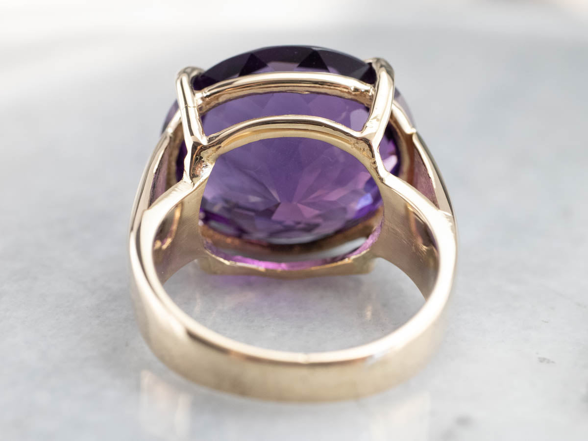 East to West Amethyst Gold Cocktail Ring