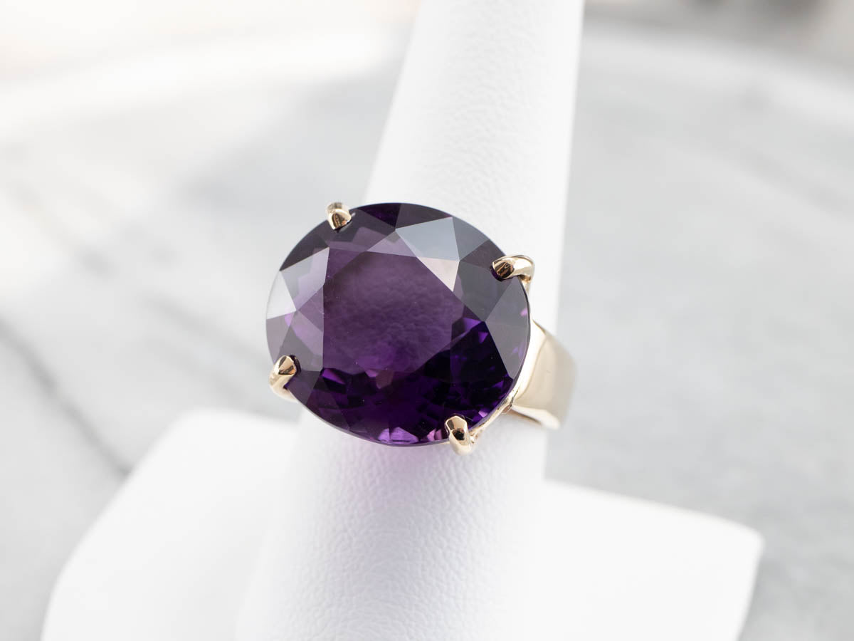 East to West Amethyst Gold Cocktail Ring