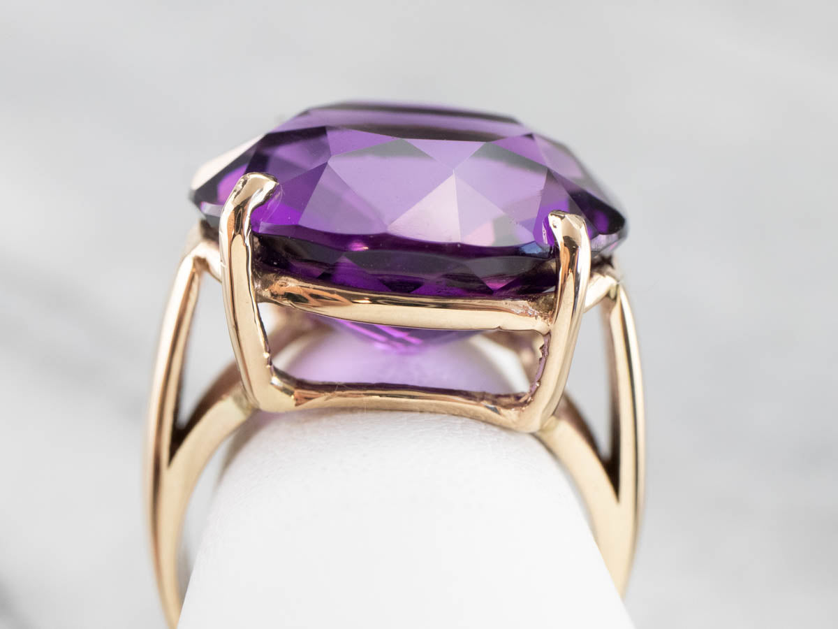 East to West Amethyst Gold Cocktail Ring