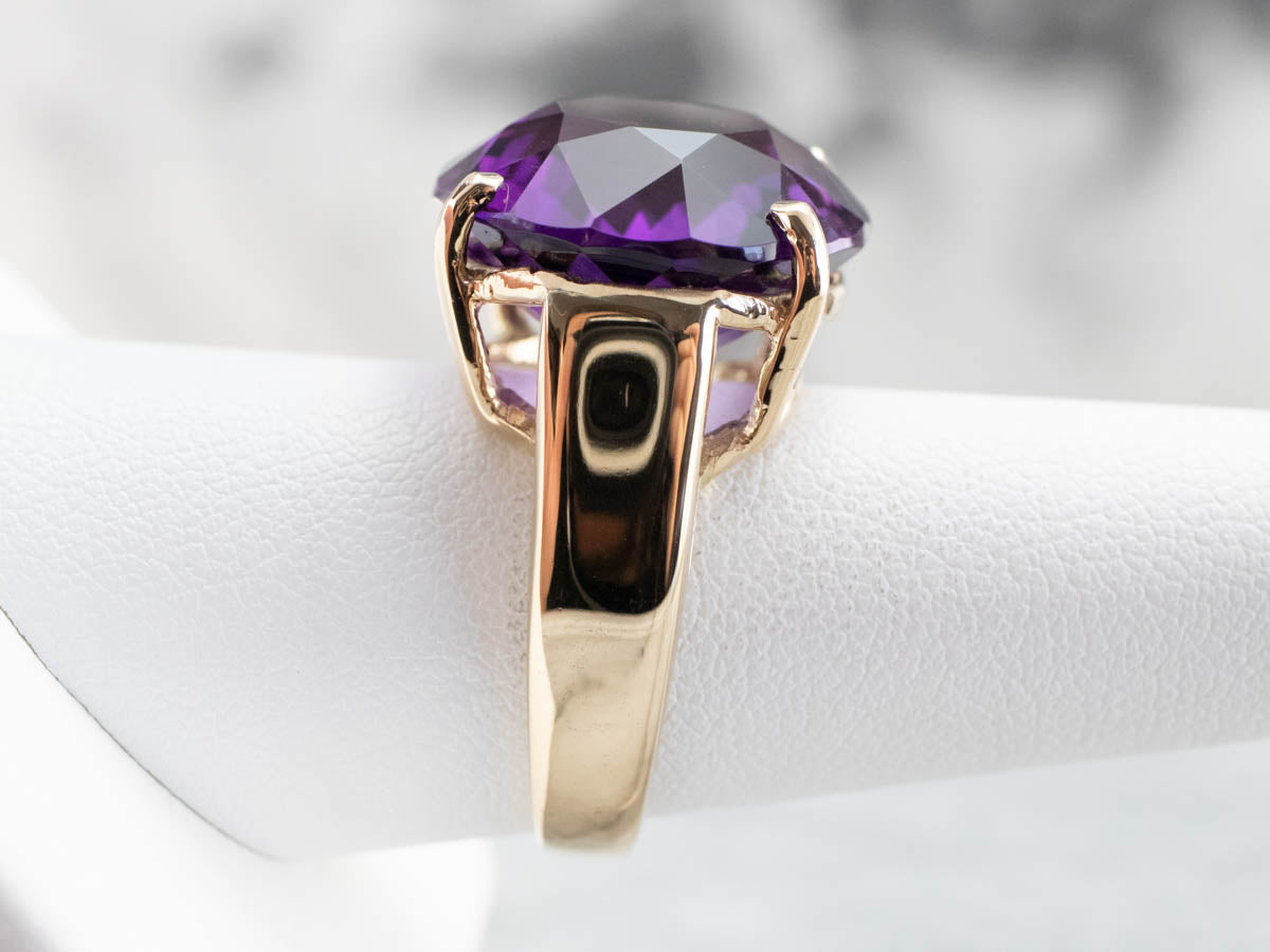 East to West Amethyst Gold Cocktail Ring