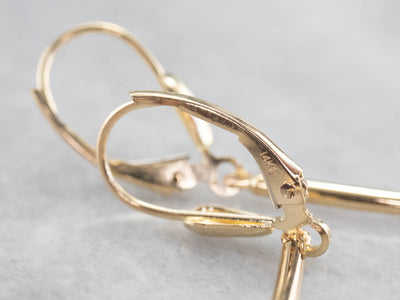 Minimalist Diamond Gold Bar Drop Earrings
