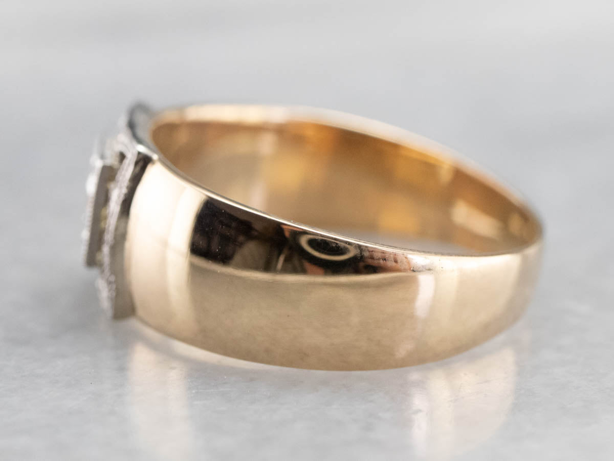 Two Tone Gold Diamond Solitaire Engagement Ring