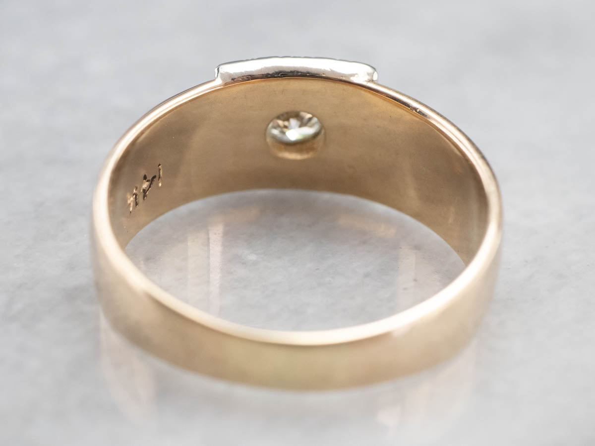 Two Tone Gold Diamond Solitaire Engagement Ring