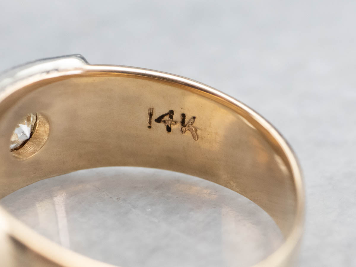 Two Tone Gold Diamond Solitaire Engagement Ring