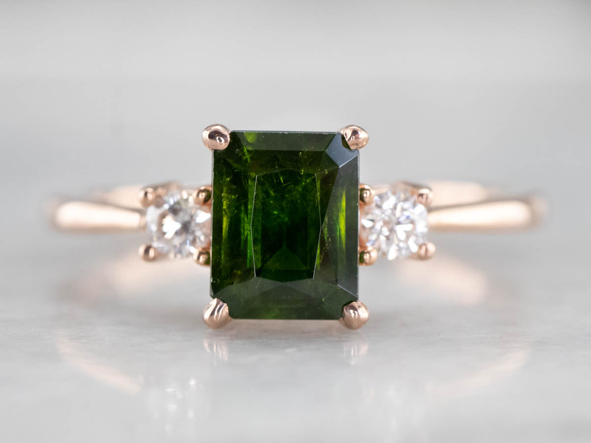 Demantoid Garnet and Diamond Ring