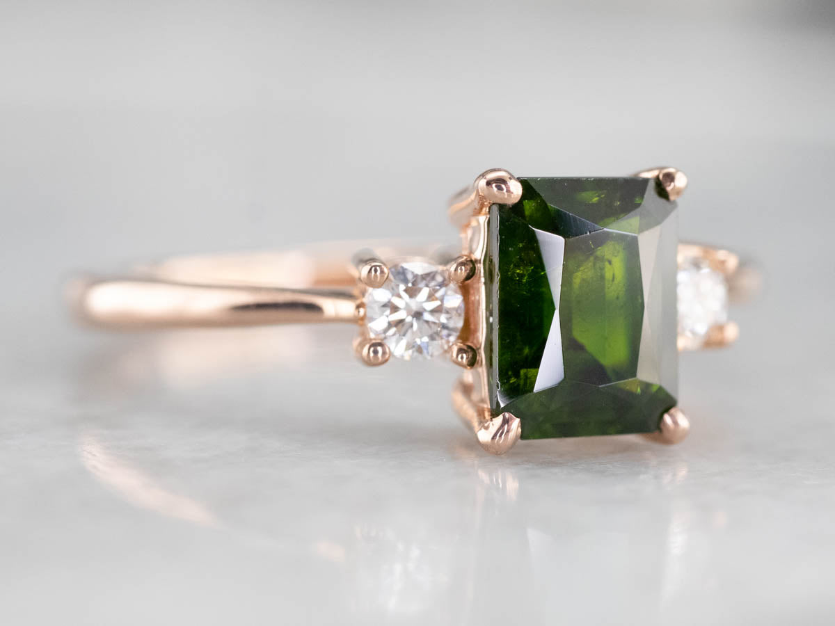 Demantoid Garnet and Diamond Ring
