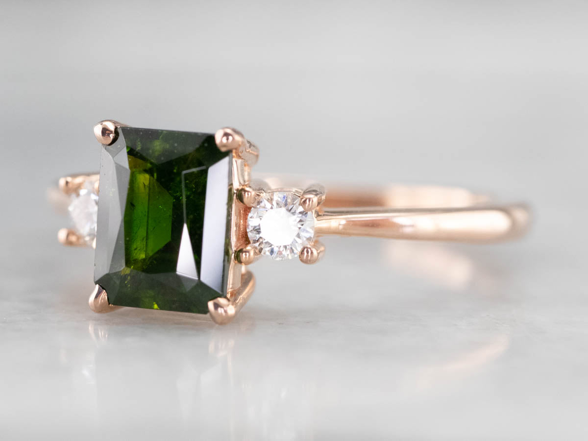 Demantoid Garnet and Diamond Ring