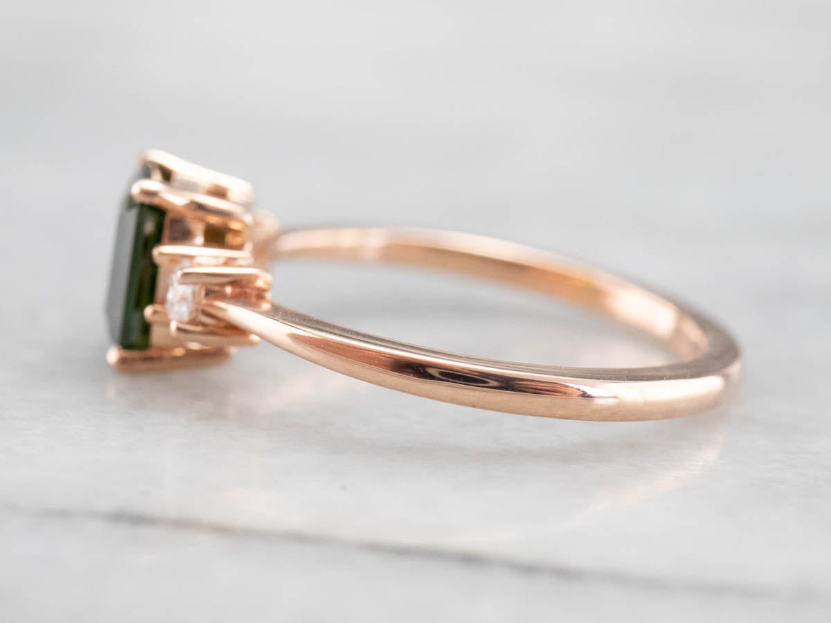 Demantoid Garnet and Diamond Ring