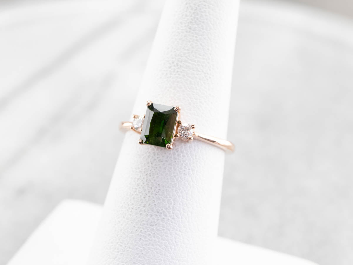 Demantoid Garnet and Diamond Ring
