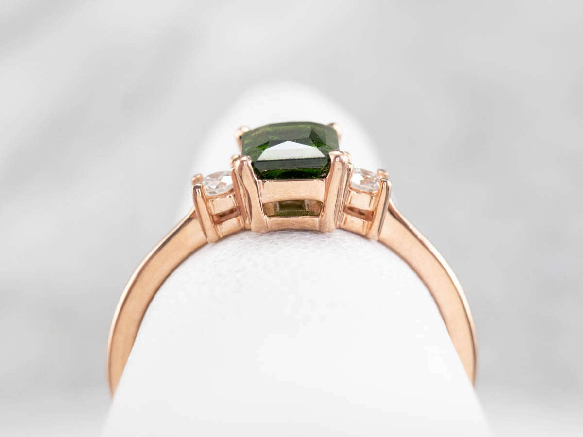 Demantoid Garnet and Diamond Ring