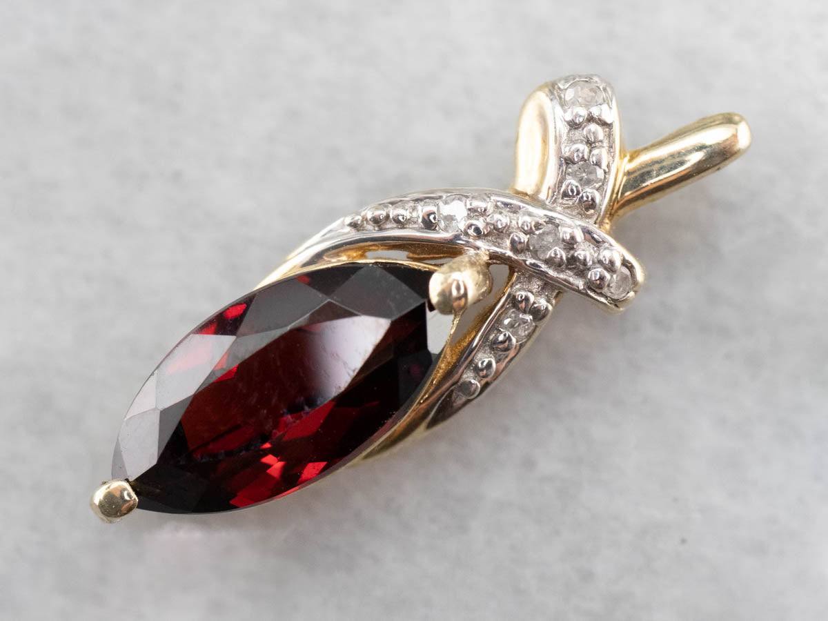 Marquise Garnet and Diamond Pendant