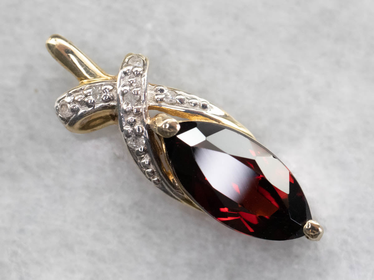 Marquise Garnet and Diamond Pendant