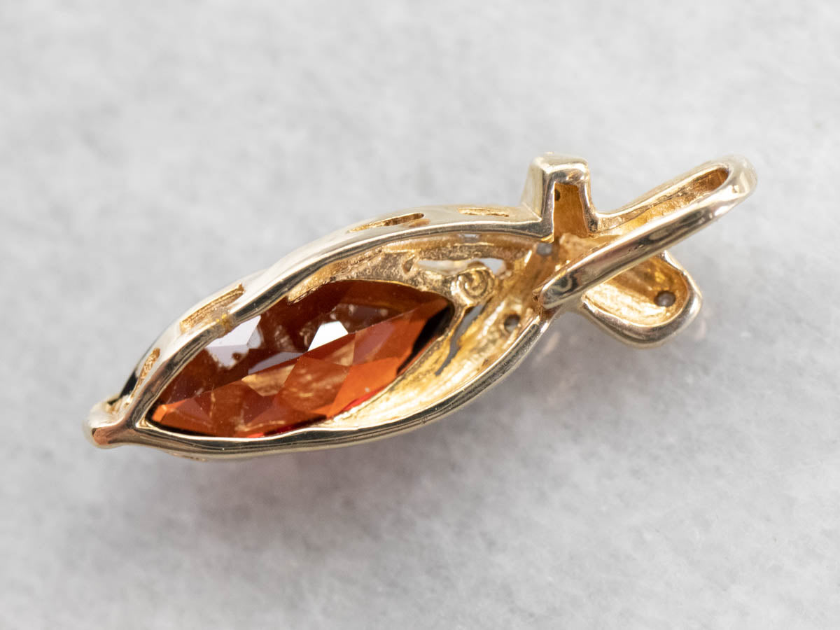 Marquise Garnet and Diamond Pendant