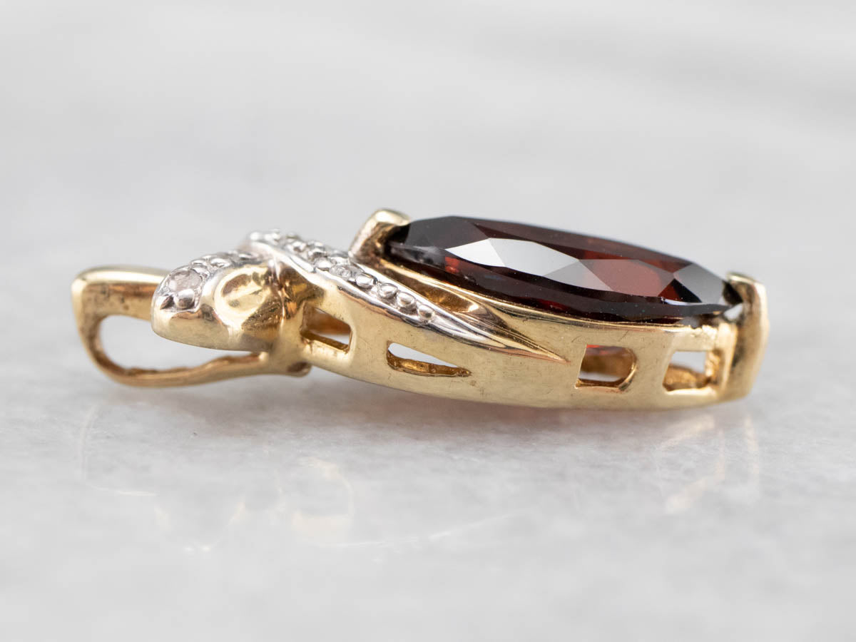 Marquise Garnet and Diamond Pendant