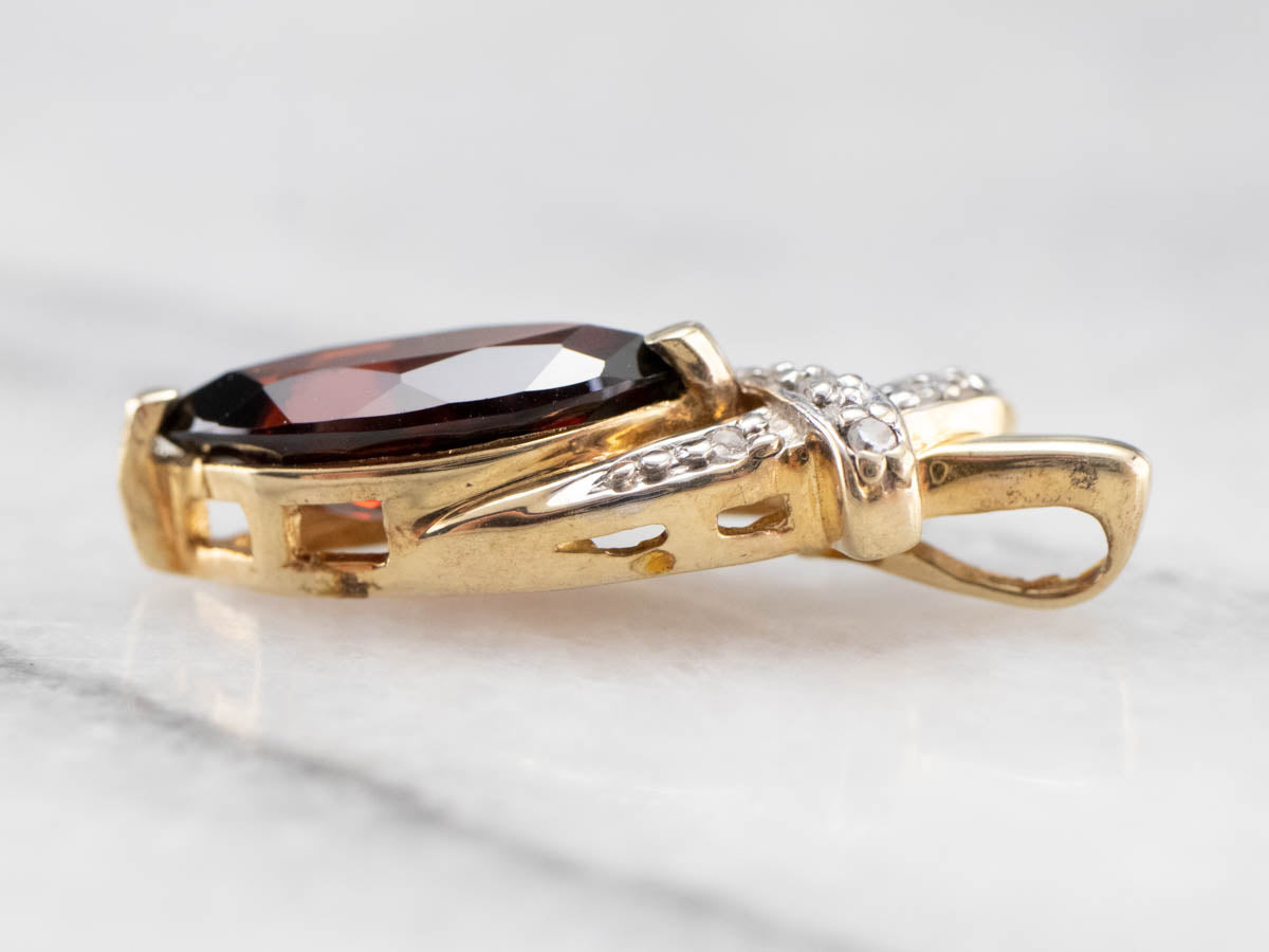 Marquise Garnet and Diamond Pendant
