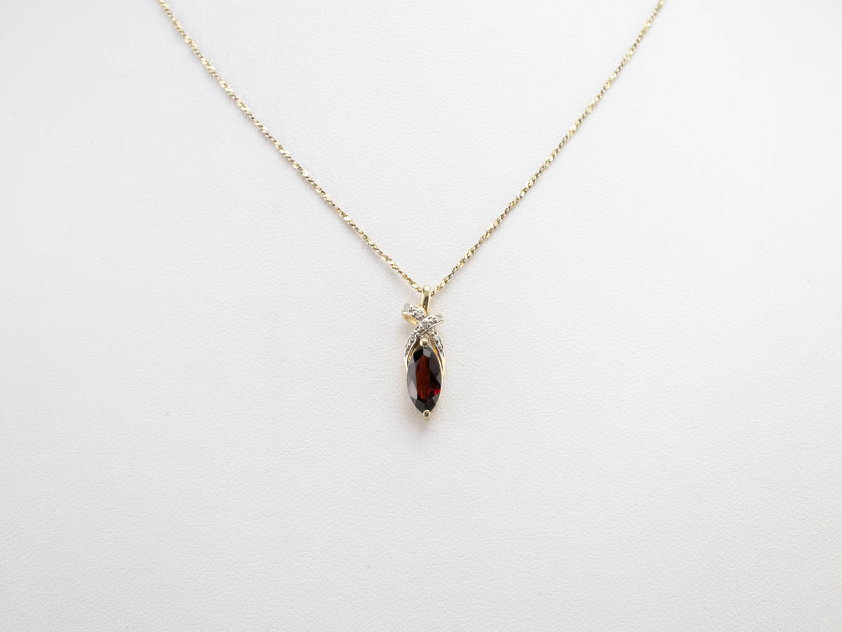 Marquise Garnet and Diamond Pendant