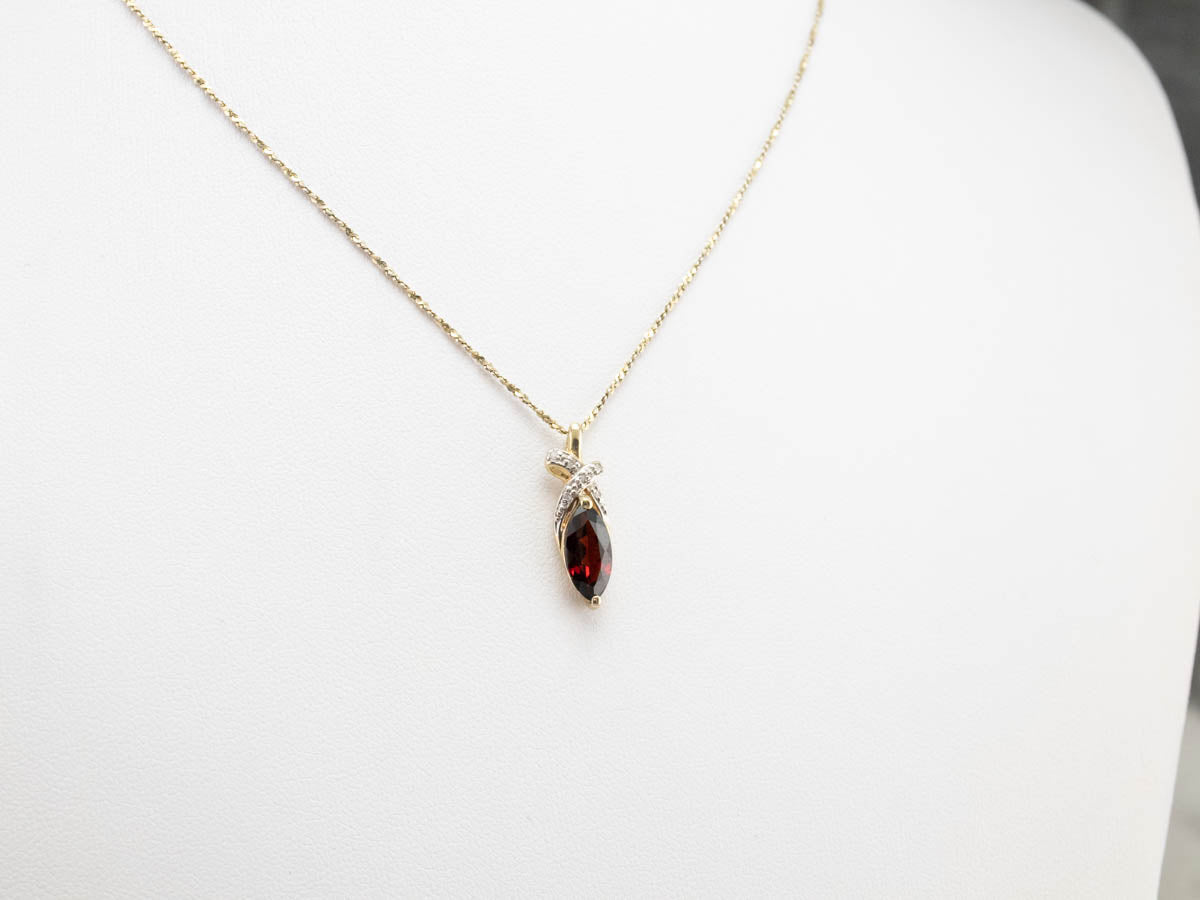 Marquise Garnet and Diamond Pendant