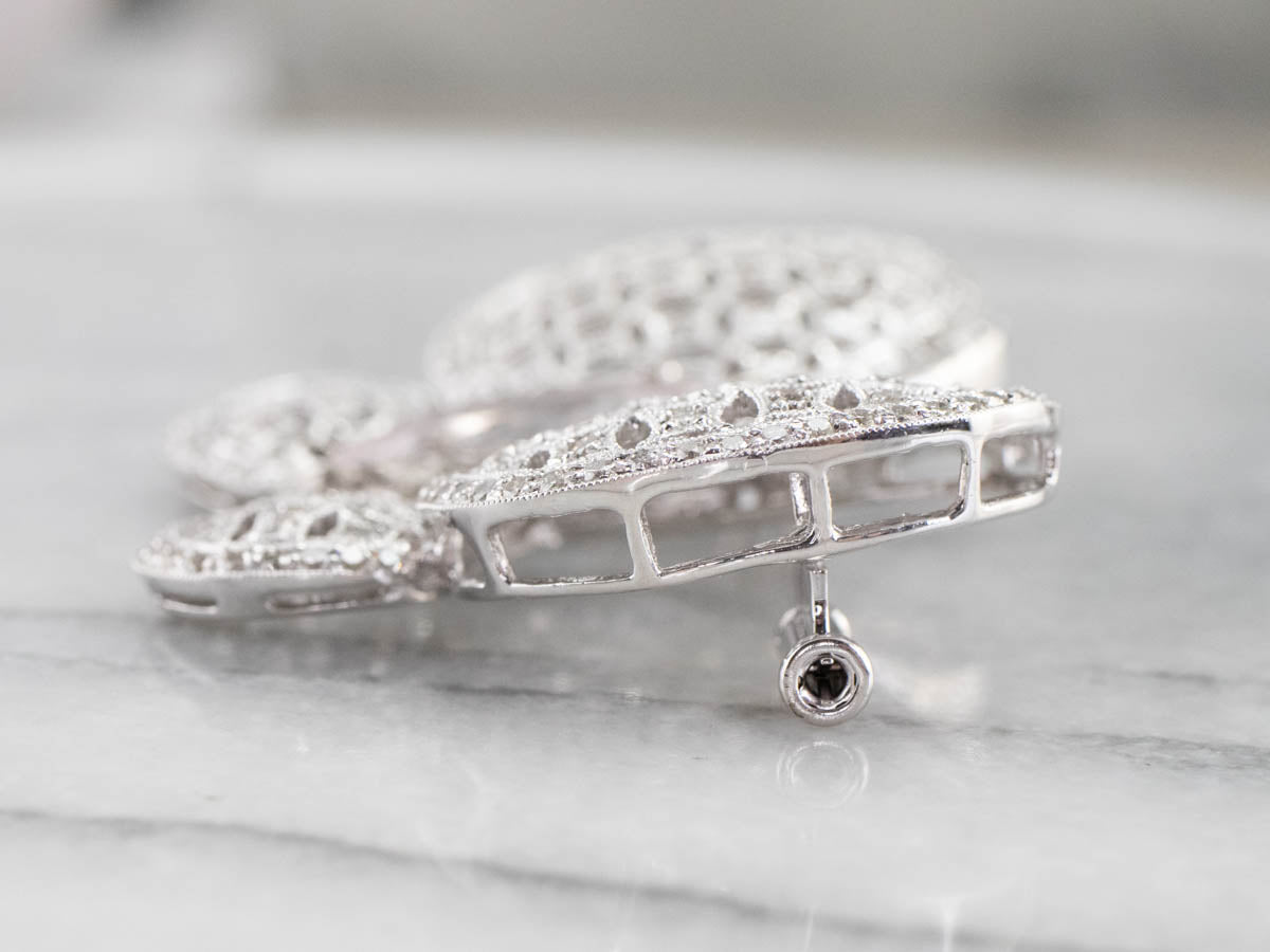 Platinum Morganite Diamond Butterfly Brooch