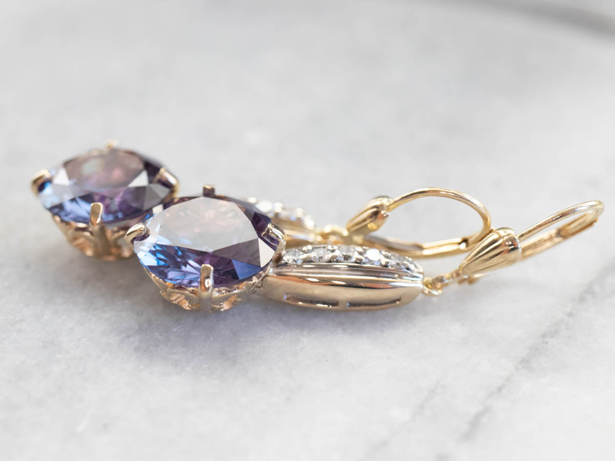 Pendientes colgantes de diamantes de alejandrita sintética