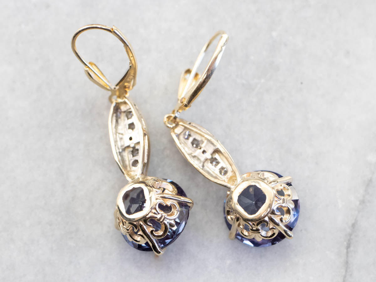 Pendientes colgantes de diamantes de alejandrita sintética