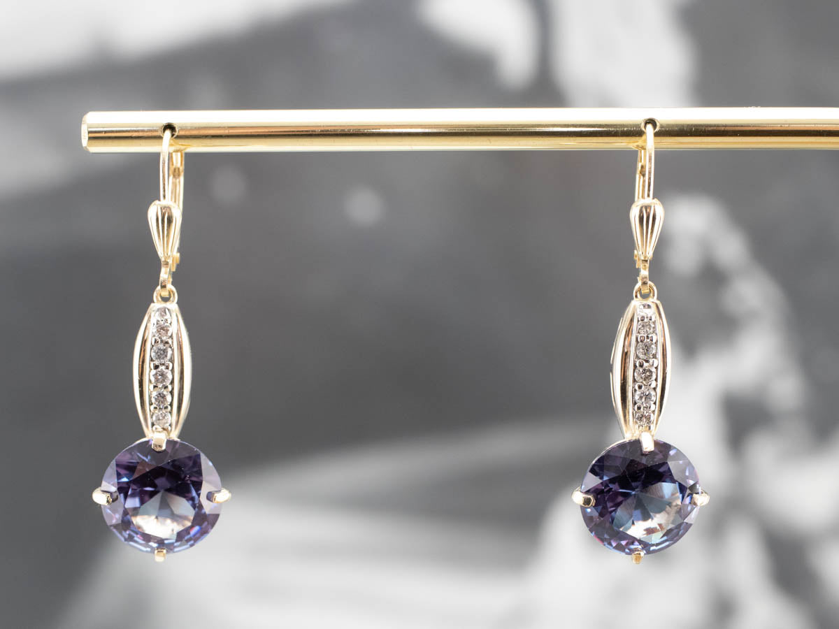 Pendientes colgantes de diamantes de alejandrita sintética