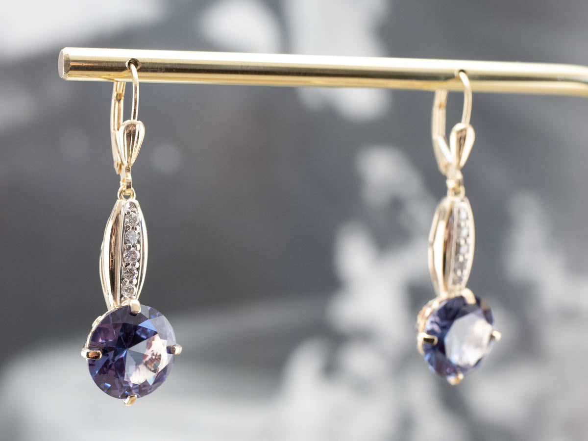 Pendientes colgantes de diamantes de alejandrita sintética