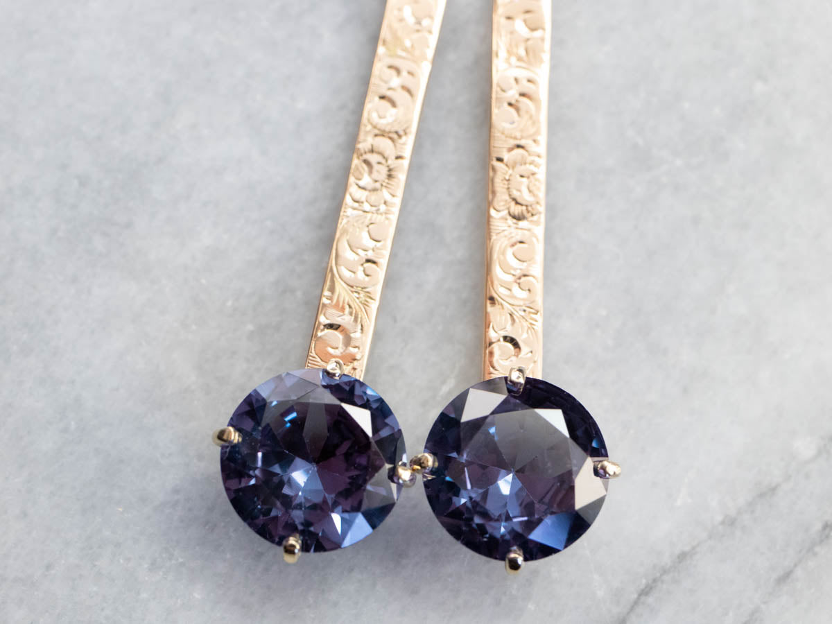 Synthetic Alexandrite Drop Earring