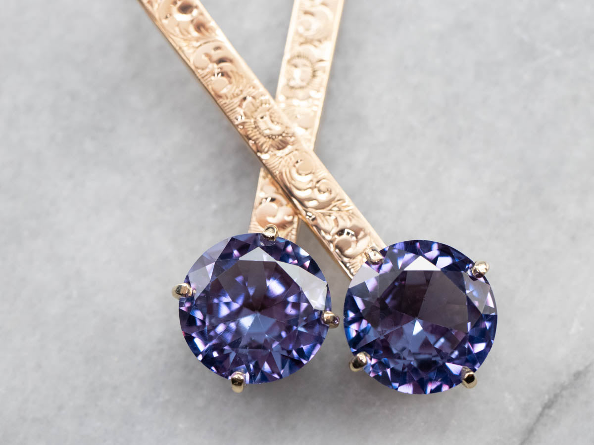 Synthetic Alexandrite Drop Earring