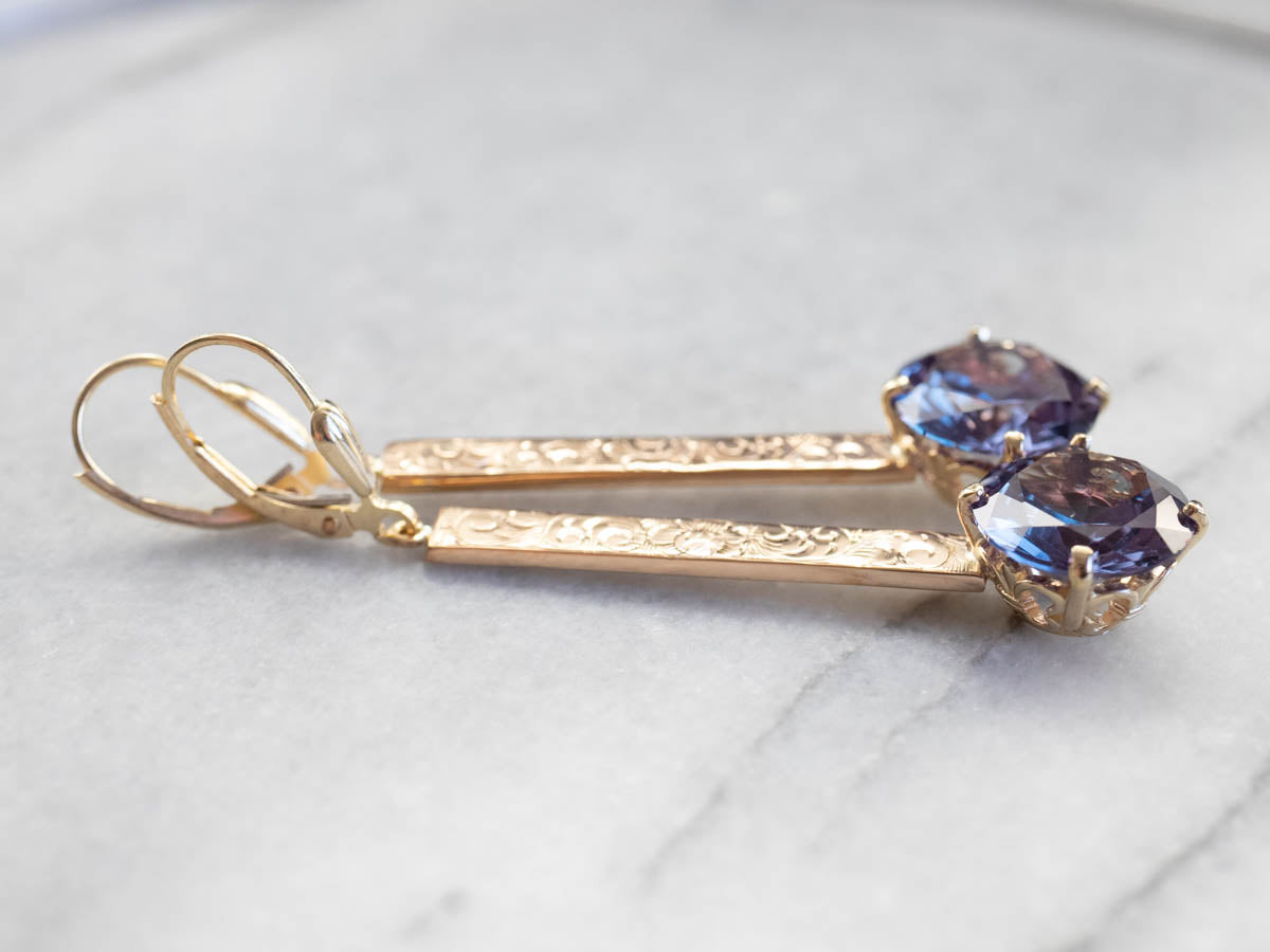 Pendiente colgante de alejandrita sintética