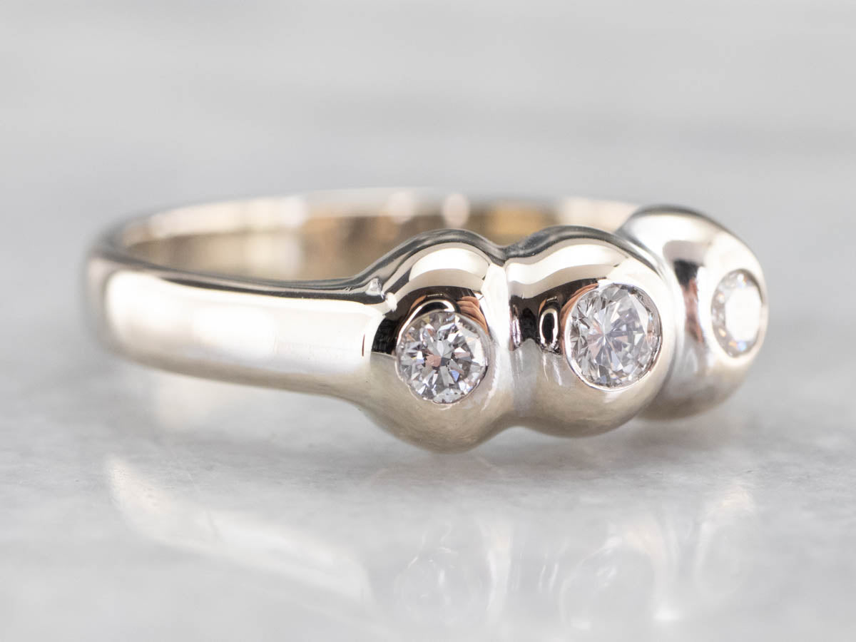 Three Stone Diamond Engagement Ring in White Gold