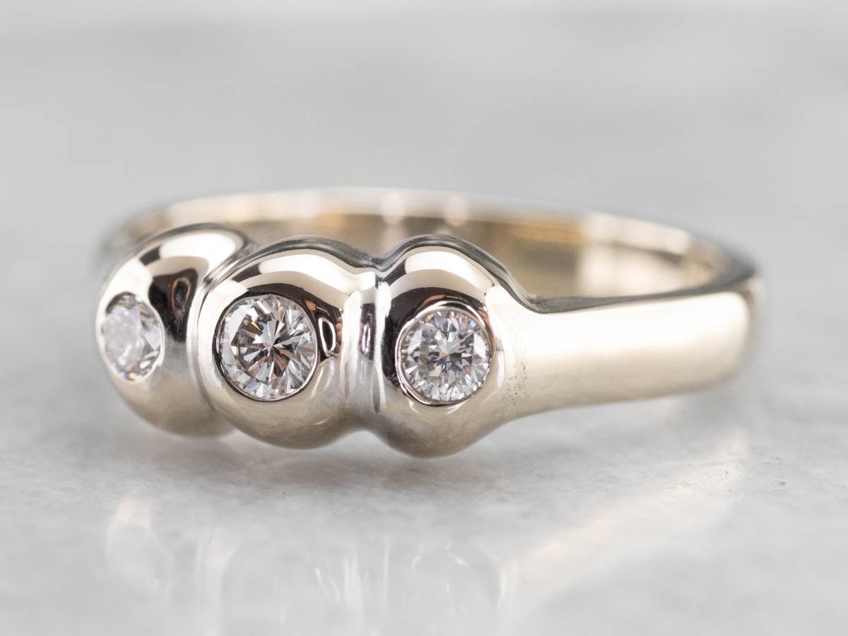 Three Stone Diamond Engagement Ring in White Gold