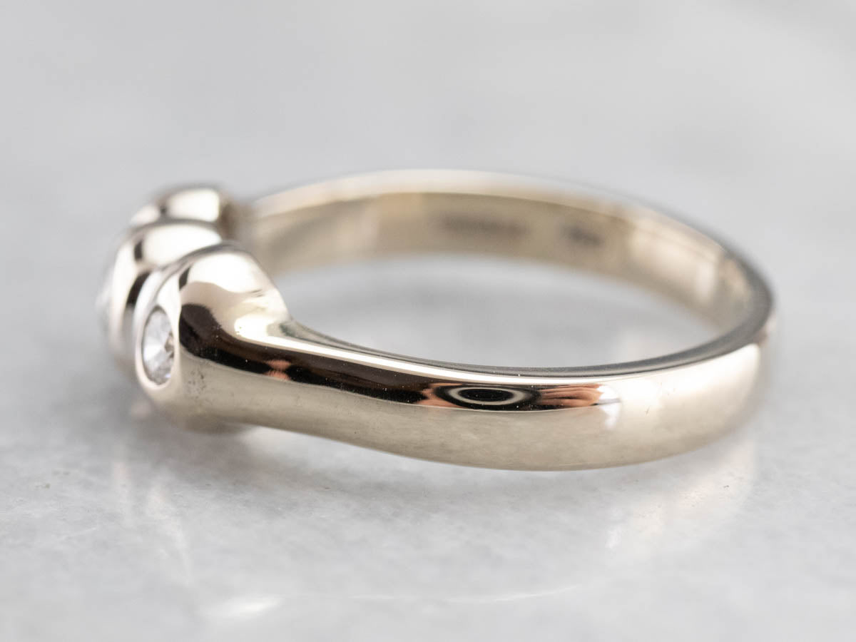 Three Stone Diamond Engagement Ring in White Gold