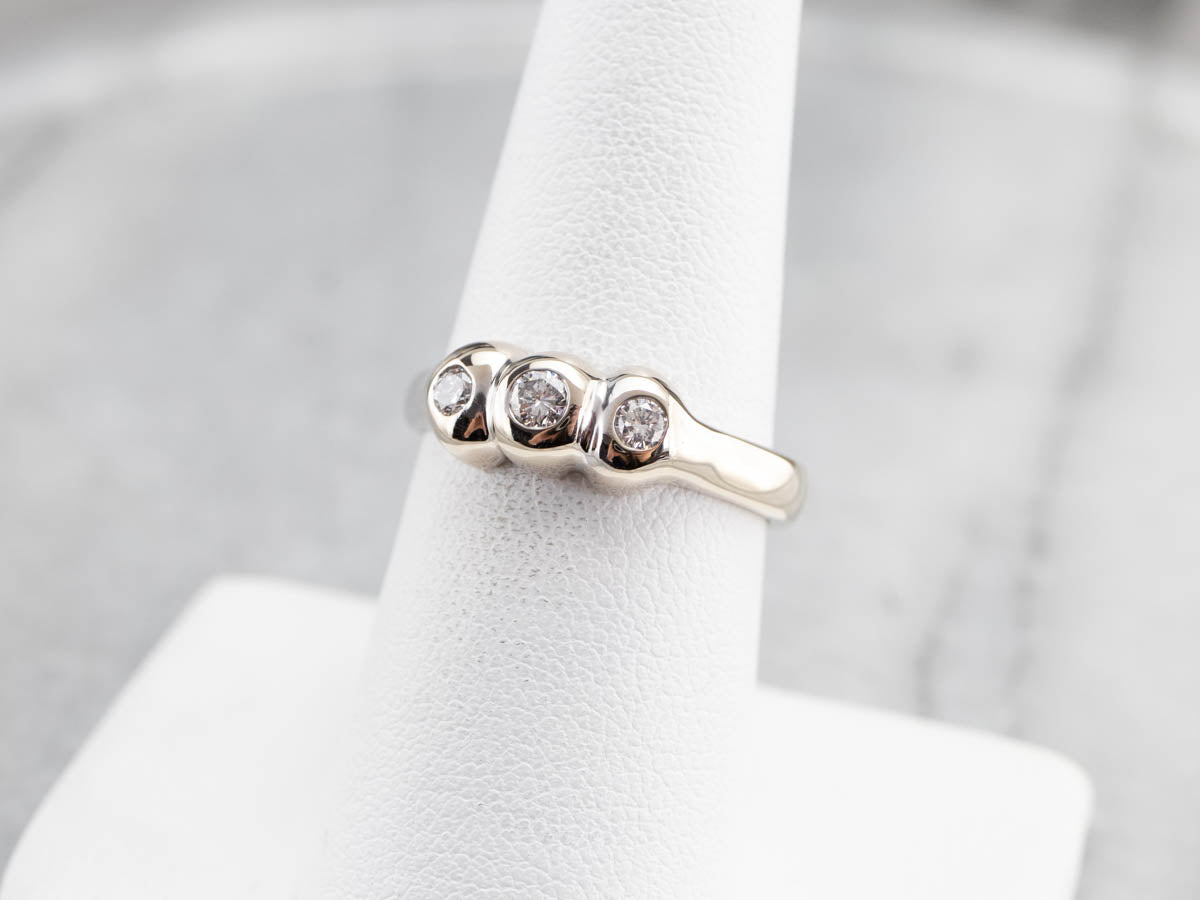 Three Stone Diamond Engagement Ring in White Gold