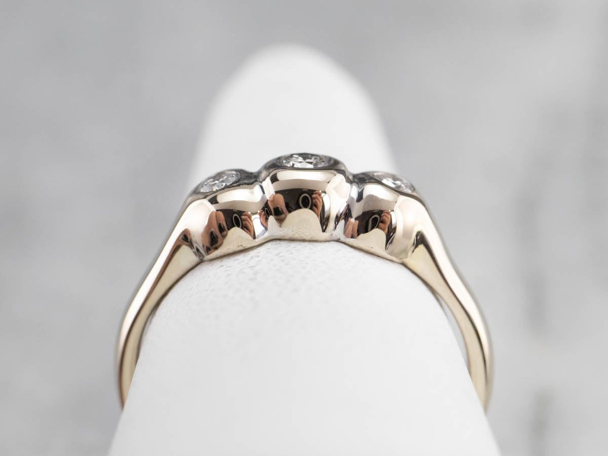 Three Stone Diamond Engagement Ring in White Gold