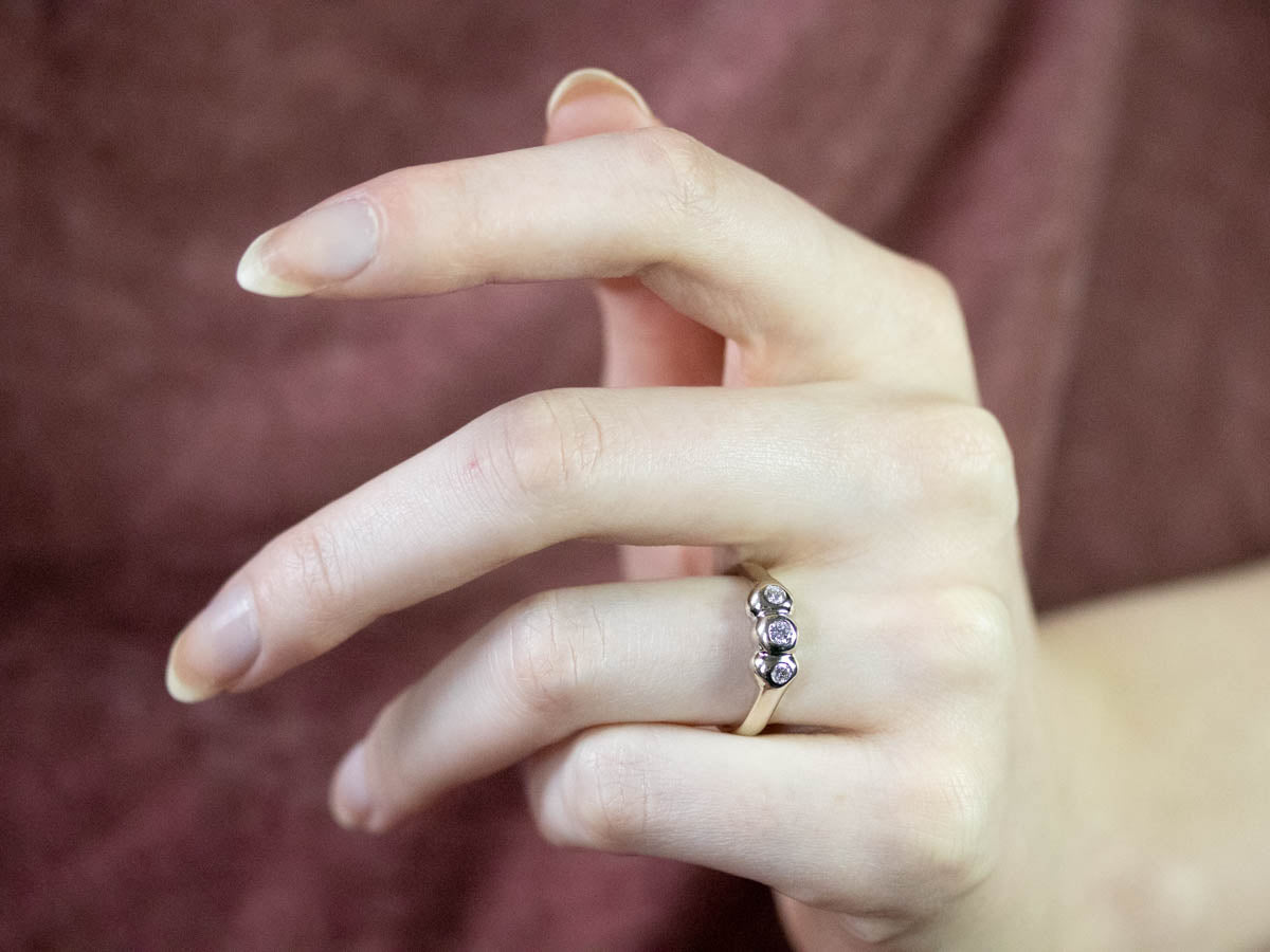 Three Stone Diamond Engagement Ring in White Gold