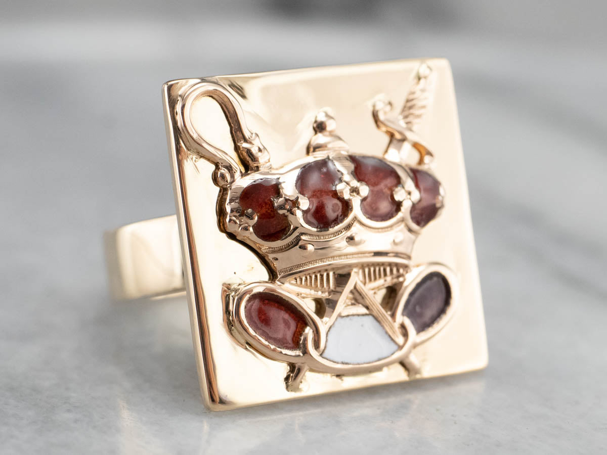 Gold Odd Fellows Statement Ring