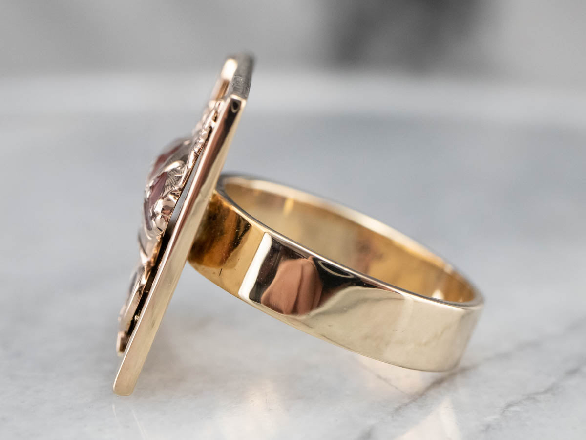 Gold Odd Fellows Statement Ring