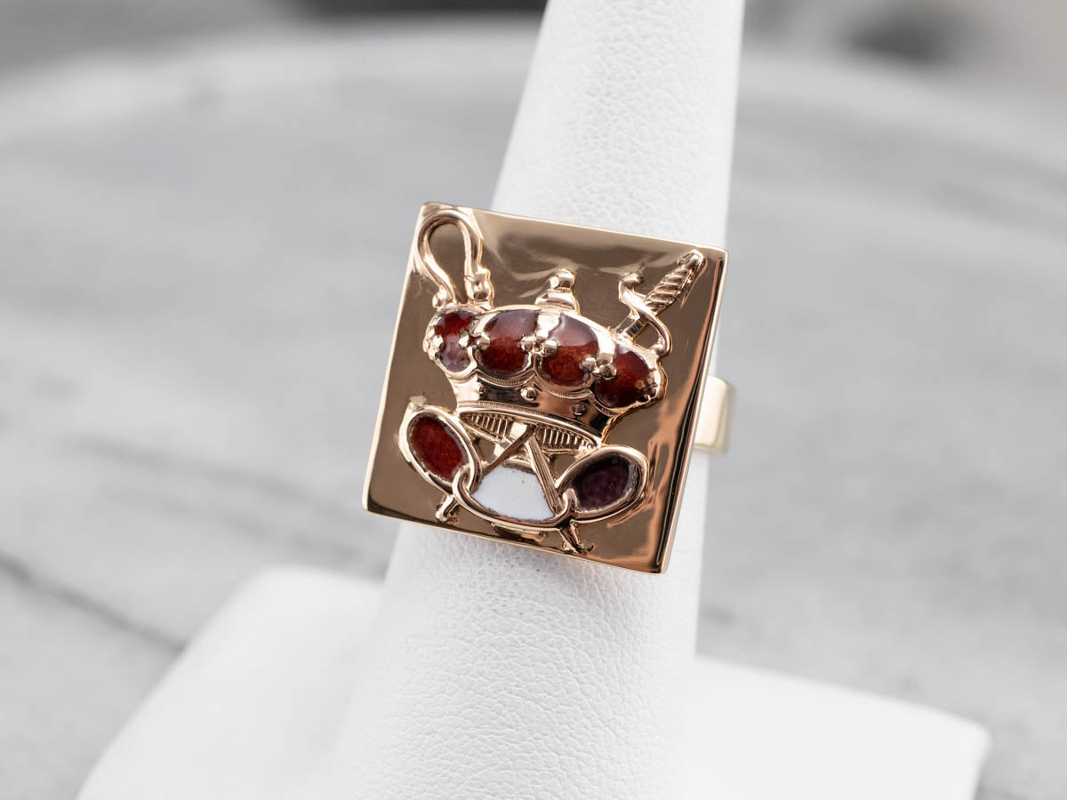 Gold Odd Fellows Statement Ring