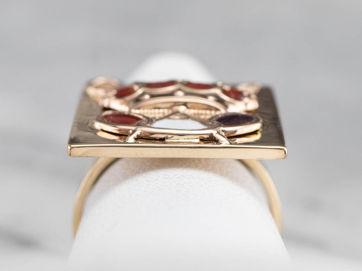 Gold Odd Fellows Statement Ring