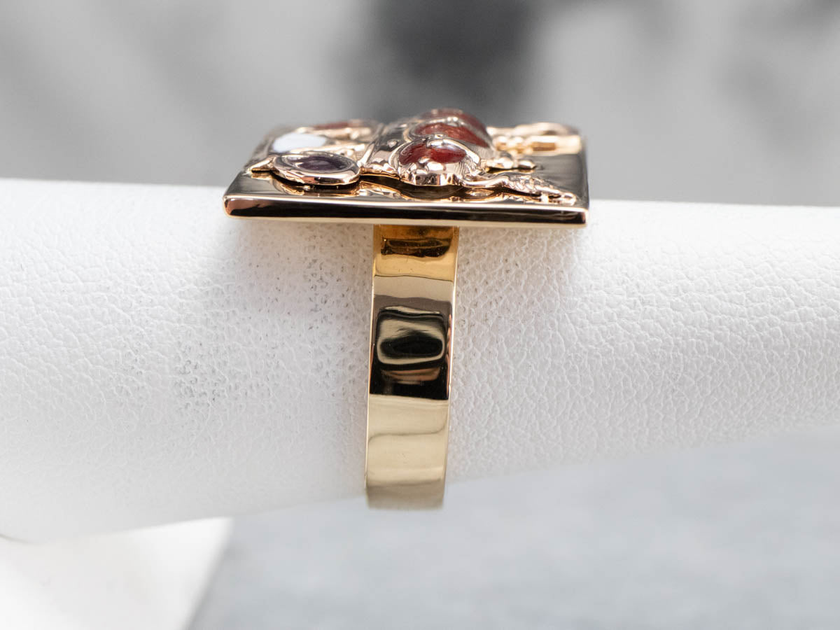 Gold Odd Fellows Statement Ring