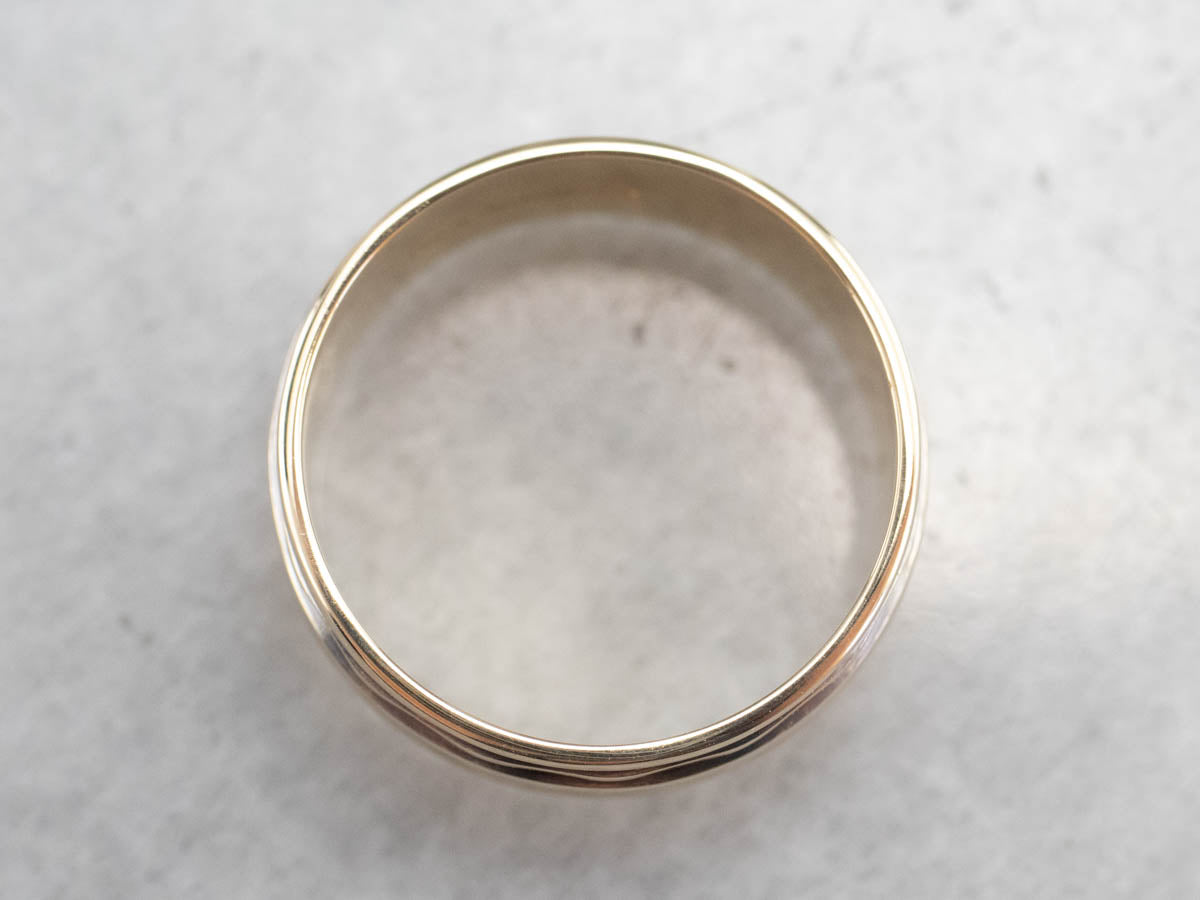 Striped Gold Wedding Band Ring