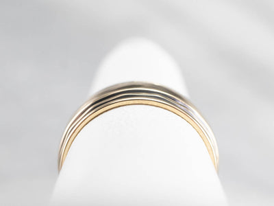Striped Gold Wedding Band Ring
