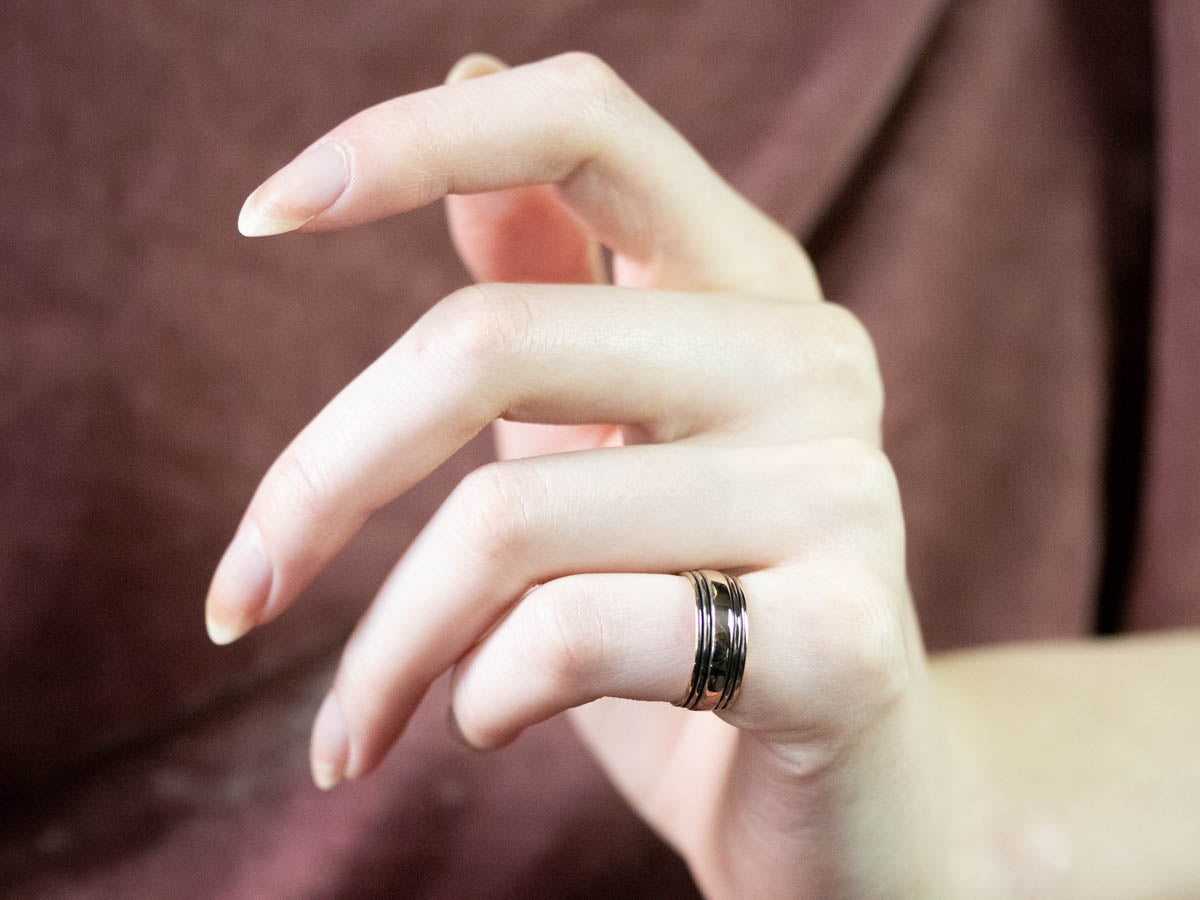 Striped Gold Wedding Band Ring