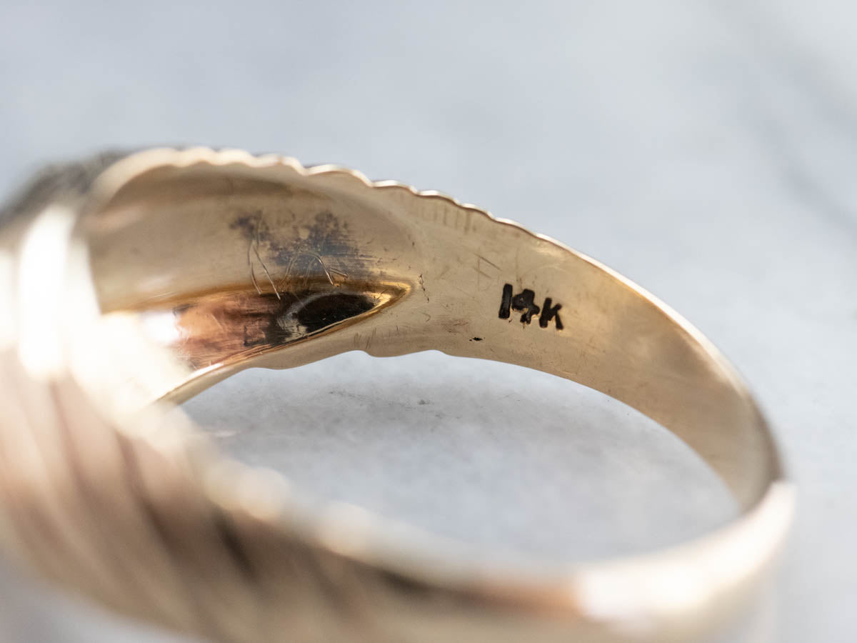 Vintage Diamond Men's Gold Statement Ring