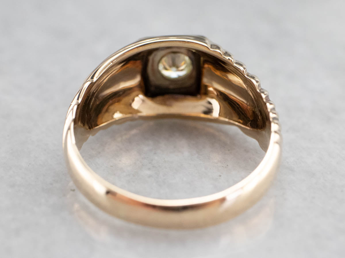 Vintage Diamond Men's Gold Statement Ring