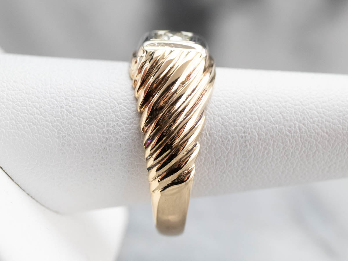 Vintage Diamond Men's Gold Statement Ring