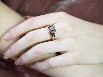 Vintage Diamond Men's Gold Statement Ring